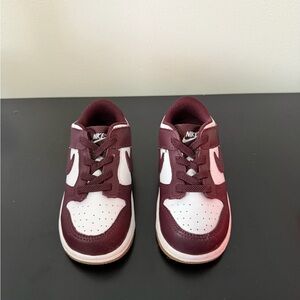 Nike Kids Maroon and White Dunks